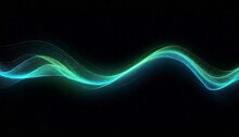 Vector Wavy Lines Pattern Smooth Curve Flowing Dynamic Blue Green Gradient Light Isolated On Black Background For Concept Of Technology, Digital, Created With Generative Ai	