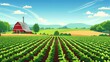 Farm field summer rural countryside concept drawing painting art wallpaper background