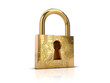 Golden padlock with integrated electronic circuits, password security technology for fraud prevention and confidential data network