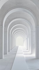 Poster - Long Hallway With Arches Leading Into Light