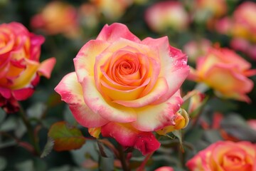 Roses are so beautiful with a combination of yellow and pink - generative ai