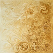 Beige gradient paper, detailed intricate floral design, elegant ornate pattern artwork, close-up painting art