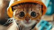 © Jane Kelly - Kitten in construction gear. Cute cat safety background.
