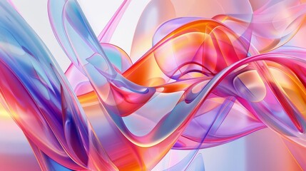 Wall Mural - abstract iridescent 3d shapes composition featuring vibrant colors and smooth surfaces modern digital art illustration