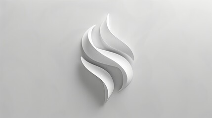 Fototapete - A minimalistic representation of a flame, sculpted in white, set against a soft grey backdrop