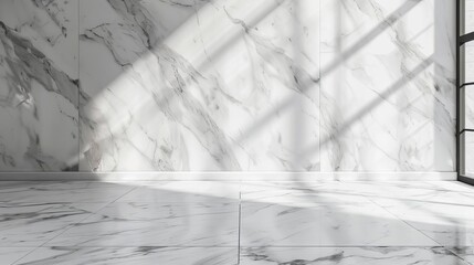 Wall Mural - elegant white marble flooring texture for interior design studio background wall mockup