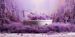 Lavender podium flower background purple product nature platform stand summer 3d table. Cosmetic podium lilac abstract field studio beauty flower spring lavender floral display plant backdrop crystal 