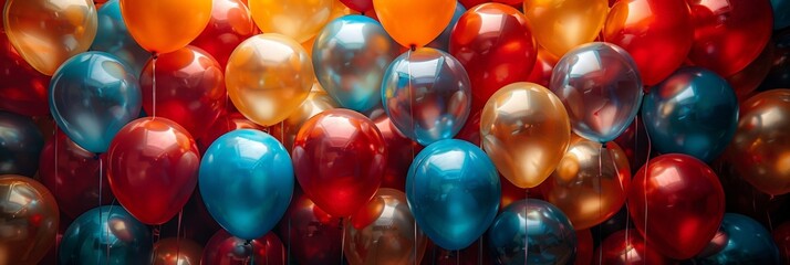 Leinwandbilder - Numerous colorful balloons drifting high in the air