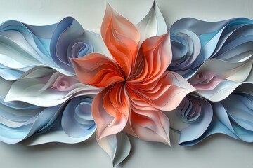 Wall Mural - handmade paper flower, showcasing intricate folds and vibrant colors