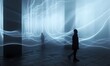 Mysterious figures stand amongst ethereal light waves, conveying a sense of music and emotion