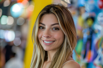 Wall Mural - Woman with blonde hair and a smile