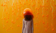 a happy jellyfish girl in an orange shirt, Hot summer concept