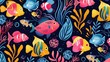 Colorful and playful underwater fish pattern with a tropical vibe