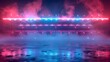 Surreal depiction of a football stadium with haze and vibrant illumination. Concept Surrealism, Football, Stadium, Haze, Illumination