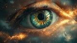 Fiery Eyescapes: Human Eye with Cosmic Flare