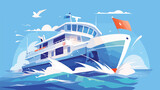 Fototapeta  - Colorful drawing of passenger ferry boat or marine