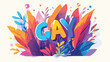 Colorful GAY word LGBT lettering sticker. LGBTQ lov