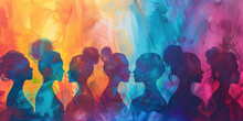 Colorful Silhouette Profile Painting Of People