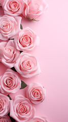 Wall Mural - pink roses background with copy space.