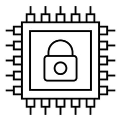 Computer chip circuit board line icon for apps and websites