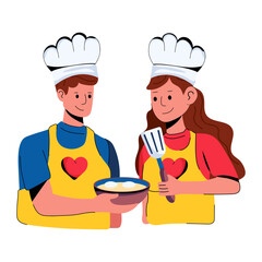 Canvas Print - Couple cooking flat icon is up for premium use 