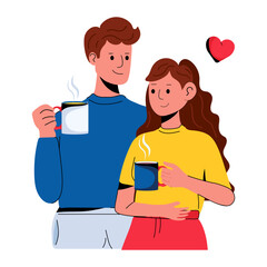 Poster - Premium flat style icon of coffee romance 