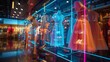 © Nawarit - A futuristic clothing store where the clothes have been replaced with digital projections.