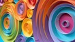 Paper spirals cut in an art class displayed against a colorful wall