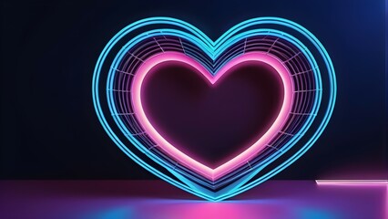 Canvas Print - Heart shaped neon light
