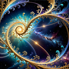Canvas Print - celestial elegance: baroque flourishes meet the vast beauty of space