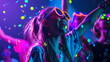 © Pillow Productions - At a nighttime concert illuminated by neon lights, a smiling teenager dons oversized orange sunglasses and revels in a shower of confetti.
