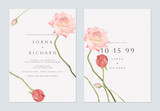 Fototapeta Sypialnia - Wedding invitation template, minimalist pink roses on red background