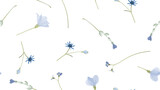 Fototapeta Sypialnia - Floral seamless pattern, assorted blue wildflowers on grey background