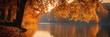 Astonishing autumn landscape scene with a tree and lake view.