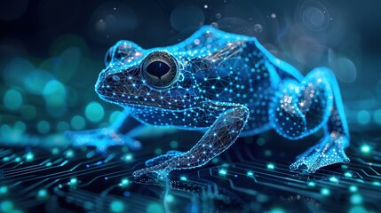 Wall Mural - big data visualization. a digital frog in flow information. information aesthetic design. generative