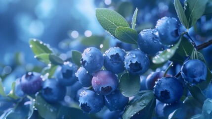 Canvas Print - Blueberries on tree