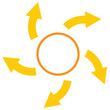 外向き循環矢印のサークルフレーム/黄色矢印・オレンジ