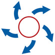 外向き循環矢印のサークルフレーム/青矢印・赤