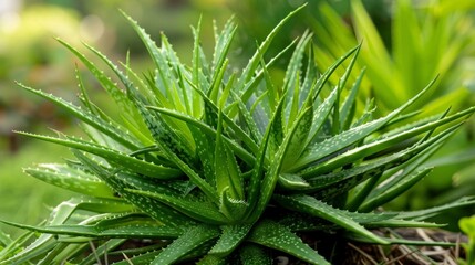 Wall Mural - Close up of dew-covered plant