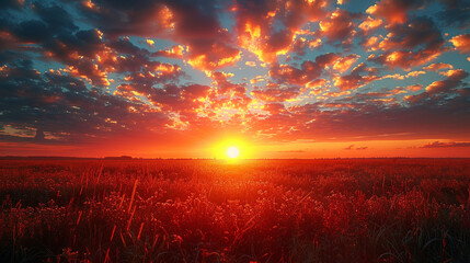 Wall Mural - sunset over the field
