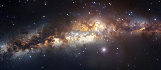 Wall Mural - the close up image showcases a wondrous galaxy teeming with multiple stars and a brilliant light shi