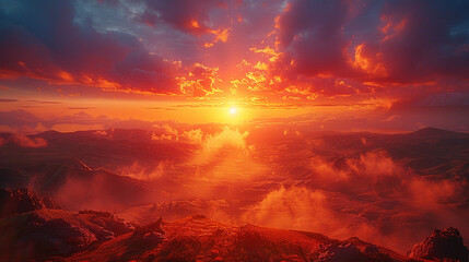 Wall Mural - sunset in the mountains
