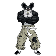 Wall Mural - fighter rat vector art illustration design