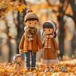 3d rendered Photo cute and stylish family in a autumn park