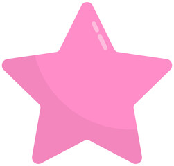 shiny pink star icon on white background isolated on white background.