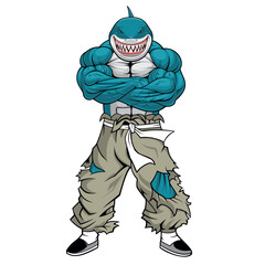 Wall Mural - fighter shark vector art illustration design