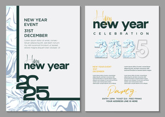 Poster - Set of Happy New Year 2025 posters. Design in modern style. Background concept with beautiful texture. Vector premium design for calendars, posters and social media posts. New year 2025.