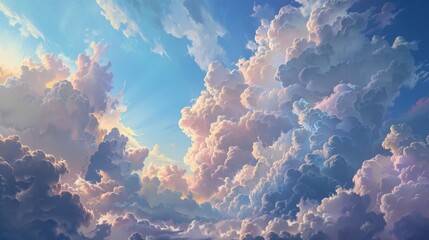 Poster - Bright sun shines through sky clouds