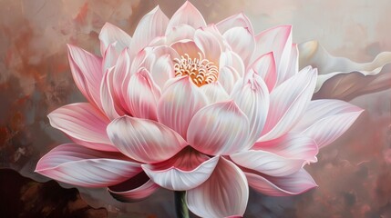 Canvas Print - Pink flower with white center on brown backdrop