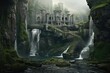 Dueling Waterfalls: Two waterfalls meeting beneath the castle.
